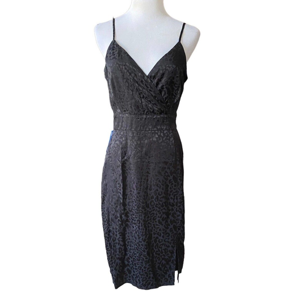 THREADS & STATES Nordstom Black Dress Size M Spaghetti Staps Animal NEW AE103-4